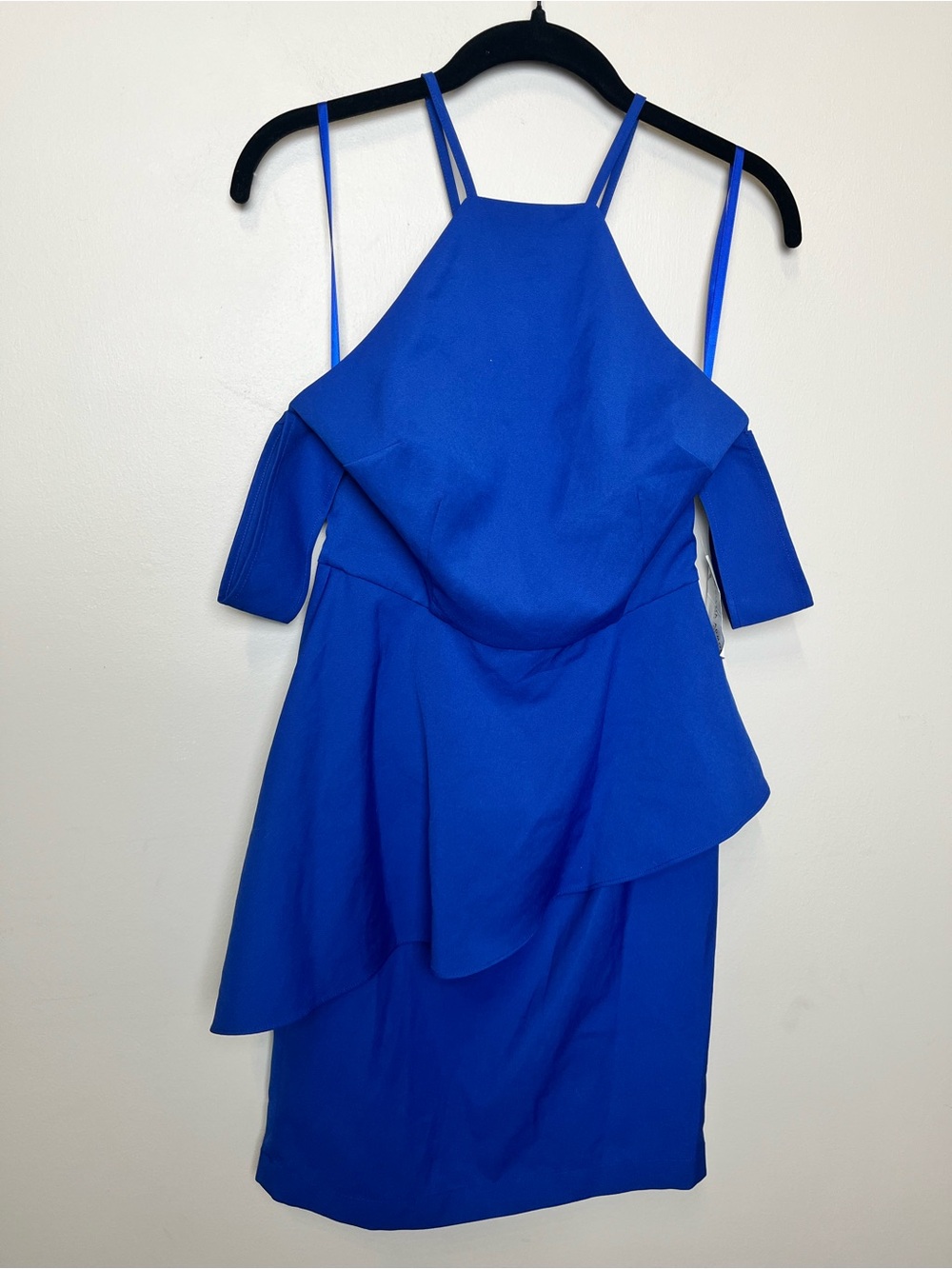 NWT Alexia Admor Blue Off Shoulder Peplum Halter Bodycon Cocktail Dress